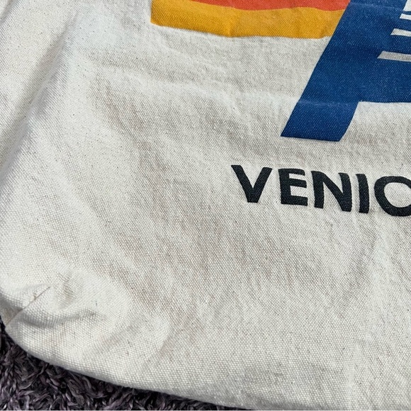 Aviator Nation White Cream Canvas Logo Tote Shoulder Bag Travel Beach - Picture 5 of 5